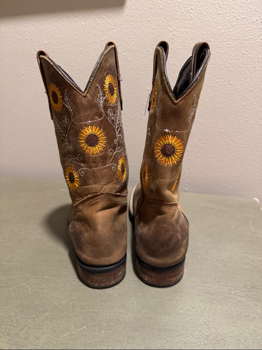 Kids Brown Sunflower Embroidered Western Boots size 5 - Picture 5 of 7